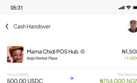 Cash handover confirmation