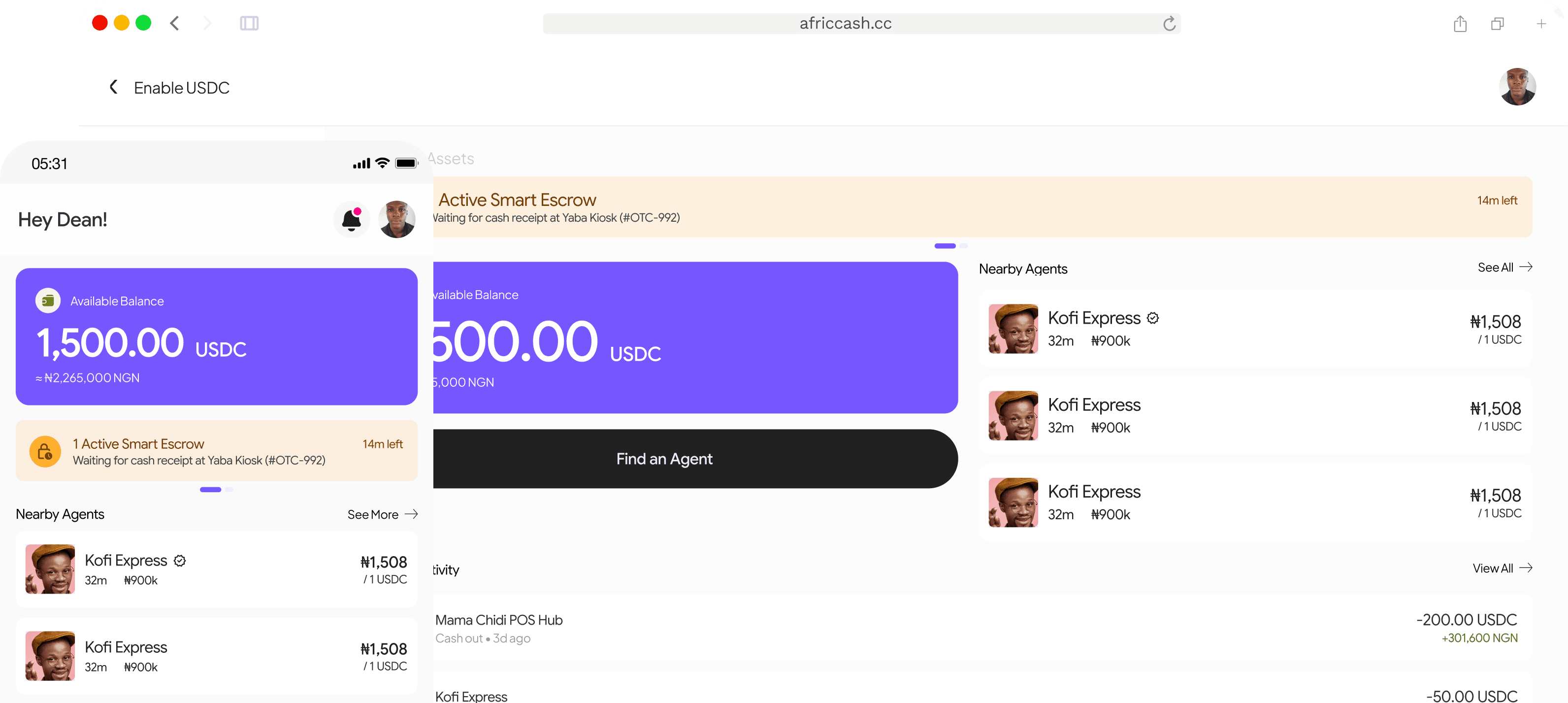 Africcash dashboard